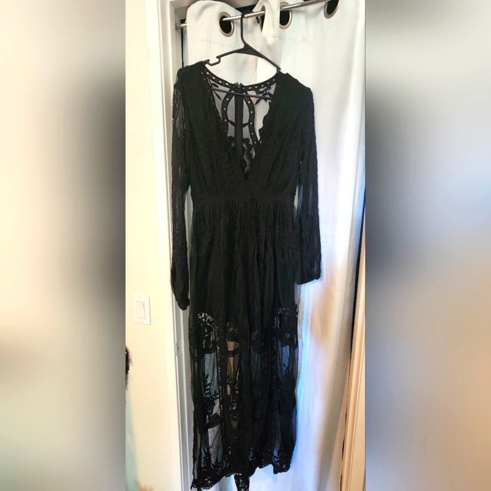 Elegant Black Lace Romper/Dress